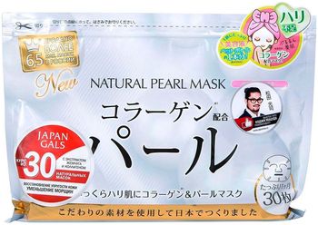 Japan Gals Курс натуральных масок для лица с экстрактом жемчуга 30 шт