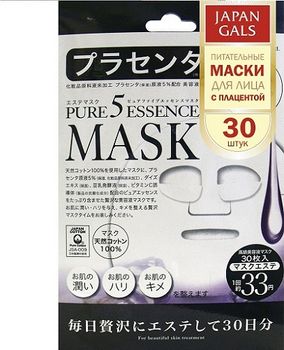Japan Gals Маска с плацентой Pure5 Essential 30 шт