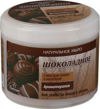 Флоресан натуральное мыло для ухода за телом и волосами шоколадное с маслом какао и миндаля 450г