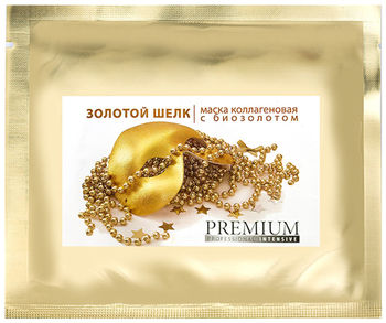 Премиум (Premium) Маска коллагеновая Золотой шелк с биозолотом, 1 шт
