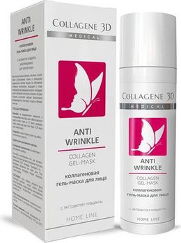 Коллаген 3Д ANTI WRINKLE Гель-маска для лица с плацентолью, коррекция возрастных изменений для зрелой кожи 30 мл