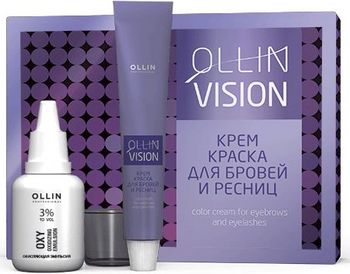 Ollin Professional VISION black Крем-краска для бровей и ресниц 20мл+салфетки 15пар