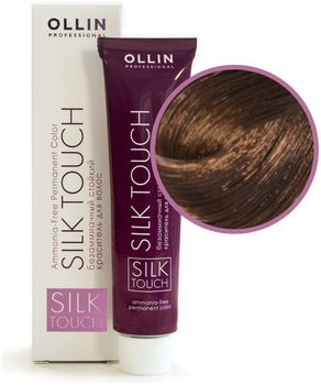 Ollin Silk Touch 6/7 темно-русый коричневый Безаммиачный стойкий краситель для волос 60мл