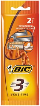 Bic Бритвенный станок с 3 лезвиями BIC3 Sensitive для чувствительной кожи блистер 2 штуки