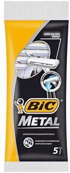 Bic Бритвенный станок с 1 лезвием Metal с защитным металическим покрытием блистер 5 штук