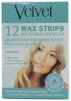 Velvet восковые полоски для депиляции лица деликатное удаление волос №12