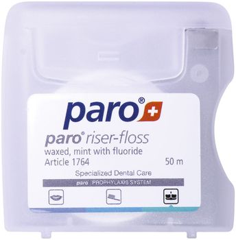 Paro riser floss Зубная нить вощеная, с ментолом и фтором 50 м