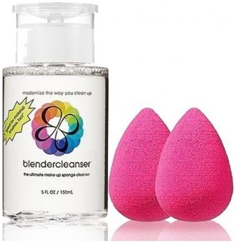 Beautyblender original 2 спонжа и очищающий гель blendercleanser 150 мл розовый