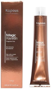 Kapous Non Ammonia Magic Keratin 6.32 темный золотисто-коричневый блонд крем-краска для волос с кератином 100мл