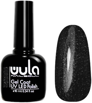 Wula nailsoul гель лак 10мл тон 347 черный с мелким голографическим глиттером