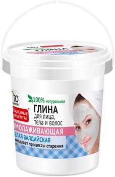 Фитокосметик Народные рецепты глина для лица/тела/волос белая валдайская омолаживающая 155мл