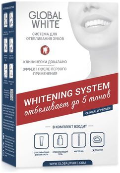 Global white Система для домашнего отбеливания зубов 4-5 тонов 6% гель 15мл ретрактор кисточка Зубная паста 30мл