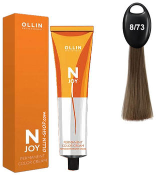 Ollin N-JOY 8/73 светло–русый коричнево–золотистый перманентная крем-краска для волос 100мл