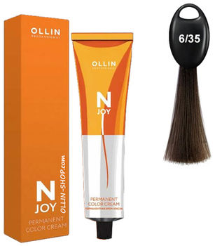Ollin N-JOY 6/35 темно-русый золотисто-махагоновый перманентная крем-краска для волос 100мл