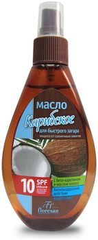 Floresan Пальмовый рай масло для быстрого загара Карибское SPF10 160мл