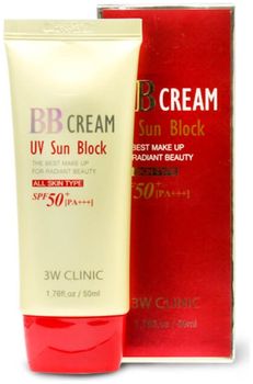 3W Clinic Солнцезащитный BB крем для лица BB Cream UV Sun Block 50мл