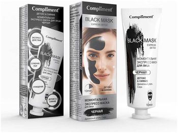 Compliment Black Mask Моментальная экспресс-маска для лица Детокс и Сияние 80мл