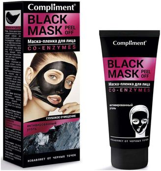 Compliment Black Mask Маска-пленка CO-ENZYMES для лица глубокое очищение с активированным углем 80мл