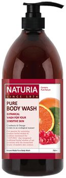 Naturia Гель для душа клюква/апельсин Pure body wash Cranberry & Orange 750мл