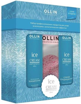 Ollin Ice Cream Набор: Питательный шампунь 250мл + Спрей-кондиционер 250мл + Спонж