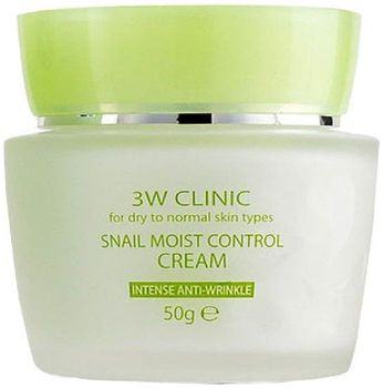 3W Clinic Улиточный муцин Крем для лица увлажняющий Snail moist control cream 50г