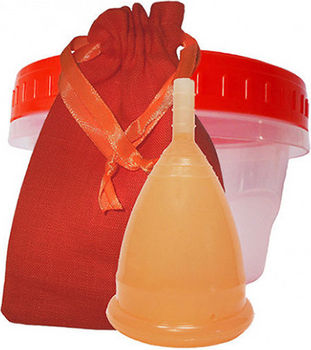 Оранжевая менструальная капа в контейнере (размер s) cuplee