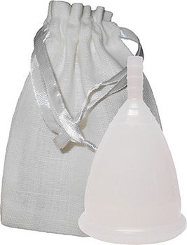 Белая менструальная чаша в мешочке (размер s) cuplee