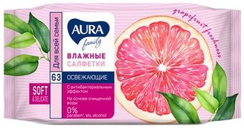 Влажные салфетки 63 шт Aura