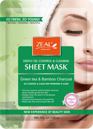 Маска тканевая "Зеленый чай и бамбуковый уголь" очищающая для жирной кожи для лица, 25 г (Zeal)
