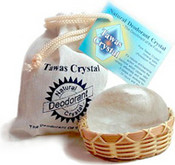 Кристалл в бамбуковой корзинке и мешке - Tawas Crystal